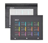 2 Packs 3 Ring Binder Pocket A4 Size Binder Pouches Clear PVC Loose Leaf Folder Sleeves Storage Bags for Files Colorful Calendar Template Mock up Week Starts on Monday on Dark