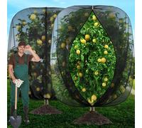 2 Packs 3x3M Insect Bird Barrier Netting Mesh,Fruit Tree Netting Bird Protection with Drawstring and Zipper,large Garden Fruit Netting Fine Mesh for Blueberry Strawberry Vegetables Flower