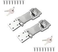 2 Packs 4Inch Keyed Hasp Locks, Twist Knob Keyed Locking Hasp for Small Doors, Cabinets, Chrome Plated Stainless Steel Steel Safety Lock