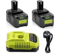 2 Packs 5.5Ah Replacement Battery for Ryobi 18V + P117 Charger Lithium-Ion Battery for Ryobi Compatible with RB18L50 RB18L25 RB18L40 RB18L20 RB18L15 P108 P107 P106 P105 P104 P103 P102