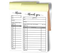 2 Packs 50-Set Thank You Receipt Book, Carbon Duplicate Copy Sales Receipt Form, Invoice Booklet for Stores, Warehouses, Offices, and Restaurants, 3.4x5.5 Handheld, 2-Part Carbonless-White/Yellow.