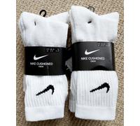 2 Packs = 6 Pairs Medium NIKE White CUSHIONED CREW SOCKS UK 5-8 38-42 Box13