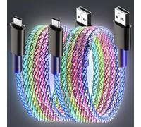 2 Packs 66W Type C LED Light Up Charging Cable,RGB Flowing LED Light Up Glowing Fast Charging Cord Type C Cable for i-Phone,Samsung Galaxy,Huawei,Android,Sony Xperia Smartphones(3.3FT)