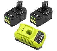 2 Packs 8000mAh P108 Replacemnet for Ryobi Battery and Charger 18V Compatible with Ryobi Battery RB18L50 RB18L40 P102 P103 P104 P105 P106 P107 P117 with Multiple Protection (8.0 * 2+C)