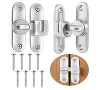 2 Packs 90/180 Degree Flip Door Latch Lock, Door Lock,Bedroom Do-or Lo-ck,Bathroom Do-or Lo-ck,Flip Sliding Do-ors Latches Lo-CKS for Barn Garden Bathroom Outdoor Garage WindowSilver