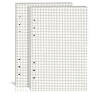 2 Packs A5 Grid Refill Paper, A5 Graph Rule Paper/Quad Rule Filler Paper, 6-Hole Punched, Loose-Leaf Paper for 6-Ring Binders,80 Sheets (160 Pages),8.25x5.6 Inch,Beige
