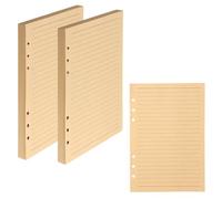 2 Packs A5 Kraft Paper Refill 160 Sheets - 6 Hole Lined Insert Refillable for Notebook Ring Binder, Loose-Leaf Planner Inserts, 100gsm, 14.2x20.9cm
