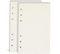 2 Packs A6 Grid Refill Paper, A6 Graph Rule Paper/Quad Rule Filler Paper, 6-Hole Punched, Loose-Leaf Paper for 6-Ring Binders,80 Sheets (160 Pages),6.69 x 4.13 Inch,Beige