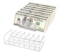 2 Packs Acrylic Mail Organizer Plastic Desk Cash Tray,7 Section Divided Vanity Organize Holder Vertical Letter Sorter for Desktop, Bill, Document, Notebook