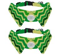2 Packs Adjustable Bow Tie Dog Collar, St Patricks Day Ripple Green Cute Dog Tuxedo Collar, Formal Pet Cats Necktie for Puppy Cat Wedding Grooming, Birthday Gift
