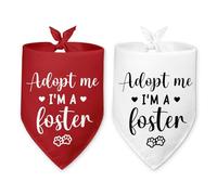 2 Packs Adopt Me I'm a Foster Dog Bandana Funny Adopt Gifts Pet Dog Triangle Scarf Accessories Adoption Announcement Photo Props for Small Medium Large Dogs Cats (Red and White)