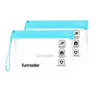 2 Packs Airport Approved Clear Travel Bag, Leak-Proof Airport Security Approved Liquid Bags 20 x 20 cm, Waterproof Travel Toiletry Bag for Liquids and Cosmetics, 2pcs Blue 5cm Wider at The Bottom