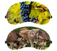 2 Packs Animal Cow Dairy Cattle Sleep Mask, Eye Mask for Men Women, No Pressure Night Eye Cover, Breathable Sleeping Eye Mask, Light Blocking