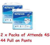 2 Packs Attends Pull Ons 4 Small Adult Incontinence 4S x 44 Pants Nappy