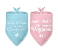2 Packs Baby Announcements Ideas Guess What? My Mom is Pregnant Pregnancy Announcement Dog Bandana Gender Reveal Pet Dog Triangle Scarf Accessories for Small Medium Large Dogs Cats