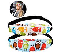2 Packs Baby Car Seat Head Support and Neck Relief, Adjustable Stroller Neck Relief Strap Headrest Safety Slumber Sling Sleep Positioner for Toddler Infants Children Kids(Owls)