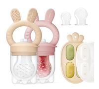ChooKaChoo 2 Packs Baby Fruit Feeder & Mini Freezer with Nibble Tray, Push Pop Baby Food Feeder to Safely Introduce New Foods