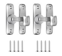 2 Packs Barn Door Latch, 90/180 Degree Sliding Door Lock, Anti-Rust Hasp Latch for Barn Cabinets Garden Bathroom Outdoor Garage Window (Silver)