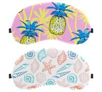 2 Packs Beautiful Seashell Sleep Mask, Completely Block Out Light Eye Mask for Side Sleeper, Zero Eye Pressure Night Blindfold, Adjustable Eye Shade Cover