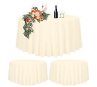 2 Packs Beige Round Tablecloth 305cm Diameter, Round Table Cover for Ø150-240cm Tables, Polyester Waterproof Washable Round Large Table Cloth for Wedding Party Buffet Camping Restaurant (120 inch)