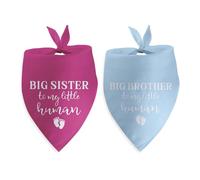 2 Packs Big Sister Big Brother to My Little Human Dog Bandana Gender Reveal Pregnancy Announcement Gifts for Large Medium Small Dogs Baby Announcement Photo Props Pet Scarf Christmas Puppy Gifts