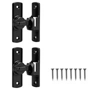 2 Packs Black Barn Door Latch, Bathroom Doors Lock, 2 Installation Methods, Aluminum Alloy 90/180 Degree Gate Lock, Flip Gate Latches Hardware for Garden Outdoor Garage Window Sliding Door