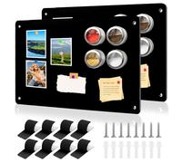2 Packs Black Magnetic Board for Wall, 42 x 30 cm Magnet Bulletin Board Multi-Function Fridge Magnets Display Boards Easy Installation Magnet Notice Boards Suitable for Home, Kitchen, Closets, Cubicle