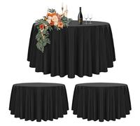 2 Packs Black Round Tablecloth 228cm Diameter, Round Table Cover for Ø90-180cm Tables, Polyester Waterproof Washable Round Large Table Cloth for Wedding Party Buffet Camping Restaurant (90 inch)