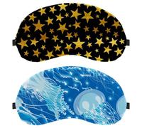 2 Packs Blue Ocean Life Jellyfish Beautiful Sleep Mask Cover, Eye Mask for Men Women, Breathable Sleeping Eye Masks, Zero Eye Pressure for Sleeping