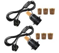 2 Packs Bottle Lamp Kit, 240CM Cable E27 Bulb Holder, Bottle Lamp Adaptor Kits with 3 Sizes of Stoppers, Light Fittings for Bottles, Table Lamp Kits Do It Yourself UK, DIY Lamps Making Kit, Black