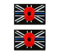 2 Packs British Union Jack Rose Dynasty Embroidered Hook and Loop Patch Great Britain UK Thin Blue Line Rose Tactical National Morale Badge for Uniforms Jacket Bags Backpack Cap Armband