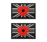 2 Packs British Union Jack/Rose Kingdom Embroidered Hook and Loop Patch with Great Britain UK Rose Tactical National Morale Emblem for Military Uniforms Jacket Bags Backpack Cap Airsoft