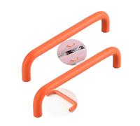 2 Packs Cabinet Pulls aluminium alloy Colourful children's room pulls Double curved shape Cupboard Handles,Drawer Knobs,Kitchen Door Levers for Bathroom,Closet,Wardrobe (Hole Pitch 128mm,Orange)
