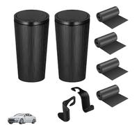 2 Packs Car Trash Can Bins with Lid, Portable Mini Car Bin for Cars Garbage Can Cup Holder, Universal Leakproof Vehicle Trash Garbage Bin with 4 Roll Trash Bags for Front Back Seat Accessories