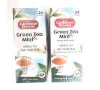 2 Packs Caribbean Dreams Green Tea & Mint, 24 Tea Bags (2 Packs of 24 Tea Bags)