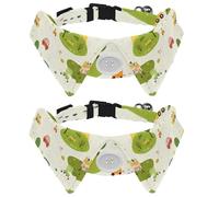2 Packs Cartoon Transportation Cars Hills Trees Dog Collars for Medium Dogs, Cat Bow Tie with Plastic Buckle, Collared Shirts for Pet Bowties, Neck 11.2-12.2 in