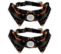 2 Packs Cat Collar with Bowties, Halloween Witch Hat Adjustable Dog Collar, Cute Pet Bow Tie for Small Medium Dogs Cats Puppies
