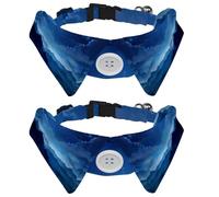 2 Packs Cat Collar with Bowties, Starry Night Sky Clouds Moon Mountains Landscape Adjustable Dog Collar, Cute Pet Bow Tie for Small Medium Dogs Cats Puppies