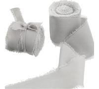 2 Packs Chiffon Ribbon Blush Grey Ribbon Rolls for Wedding Invitations Bridal Bouquets Wrapping DIY Crafts