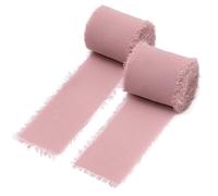 2 Packs Chiffon Ribbon Rolls - Blush Pink Ribbon for Wedding Invitations, Bridal Bouquets, Wrapping & DIY Crafts