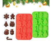 2 Packs Christmas Chocolate Moulds, Gingerbread Man Shape Christmas Silicone Moulds, Wax Melt Mould, Christmas Ice Cube Tray, Chocolate Candy Pan, Jelly Gummy Mould, for DIY Baking, Cake Decorations