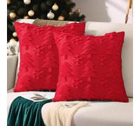 2 Packs Christmas Cushion Covers 40x40 Throw Pillow Covers,Winter Throw Pillow Cases Soft Plush Faux Fur Wool 16 x 16 mas Cushion Cover for Indoor Home Bedroom Couch Sofa Decor