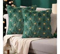2 Packs Christmas Cushion Covers 40x40 Throw Pillow Covers,Winter Throw Pillow Cases Soft Plush Faux Fur Wool 16 x 16 mas Cushion Cover for Indoor Home Bedroom Couch Sofa Decor