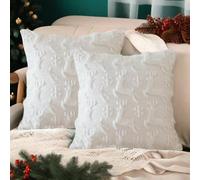 2 Packs Christmas Cushion Covers 50x50 Throw Pillow Covers,Winter Throw Pillow Cases Soft Plush Faux Fur Wool 20 x 20 mas Cushion Cover for Indoor Home Bedroom Couch Sofa Decor