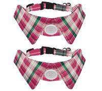 2 Packs Christmas Traditional Purple Green Plaid Puppy Collars, Velvet Dog Bow tie Collar, Adjustable Formal Pet Tuxedo Bowties for Boy Girls Dogs Cats