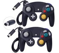 2 Packs Classic Gamecube Shock Joypad Controller Wired for Wii NGC Game Cube Compatible (Black & Black)