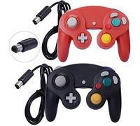2 Packs Classic Gamecube Shock Joypad Controller Wired for Wii NGC Game Cube Compatible (Black & Red)