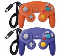 2 Packs Classic Gamecube Shock Joypad Controller Wired for Wii NGC Game Cube Compatible (Purple & Orange)