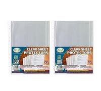 2 Packs - Clear Punched Poly Pockets Plastic Value Folders [1 Pack Includes 100pcs] Wallets A4, Paper Document Files Folders Filing Wallets Sleeves Top Opening Pocket Ring Binder Folder (60 microns)