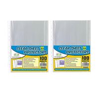 2 Packs - Clear Punched Poly Pockets Plastic Value Folders [1 Pack Includes 100pcs] Wallets A4, Paper Document Files Folders Filing Wallets Sleeves Top Opening Pocket Ring Binder Folder (80 microns)